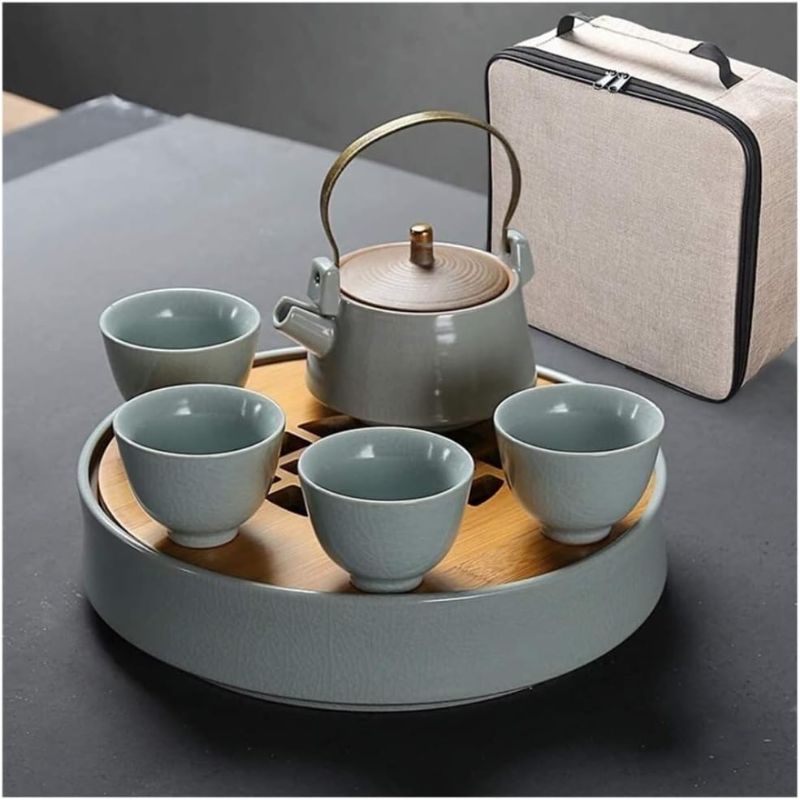 Handmade Ceramic Tea Set (Teapot + 4 Cups)